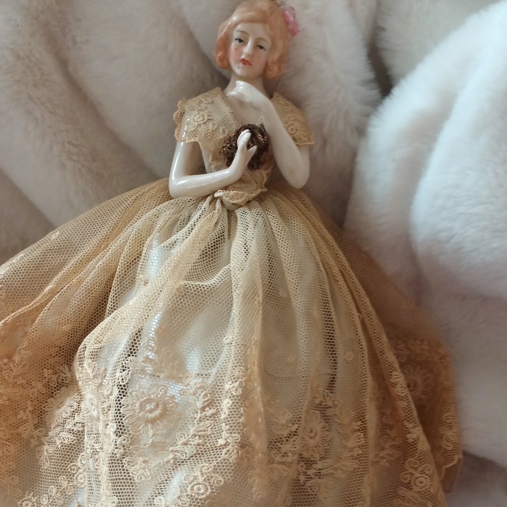 Antique Schneidner German Half Doll Pin Cushion Doll with legs